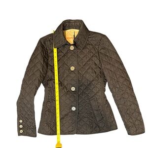 BURBERRY BRIT Quilted Black Jacket Coat Blazer Nova Check Lined Size XS
